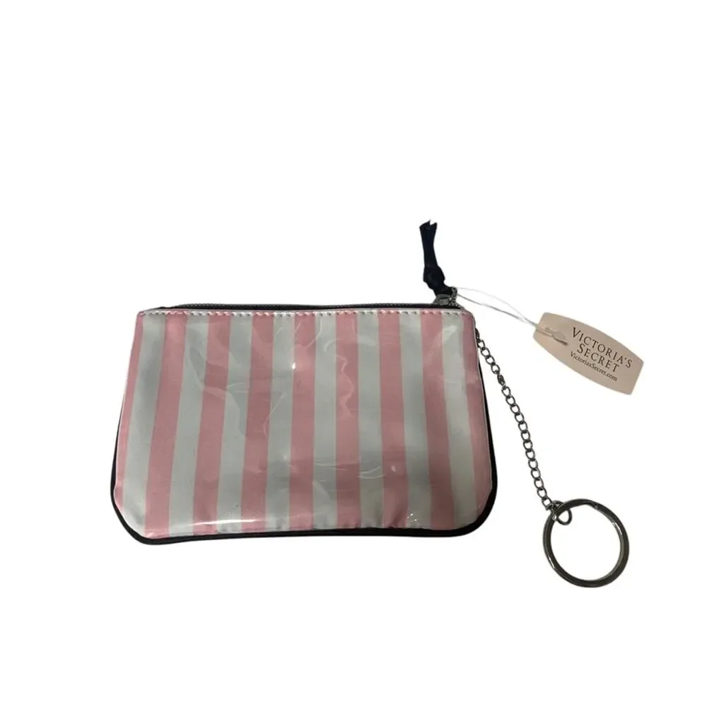 Victoria's Secret NWT Striped Coin Purse with Key Chain